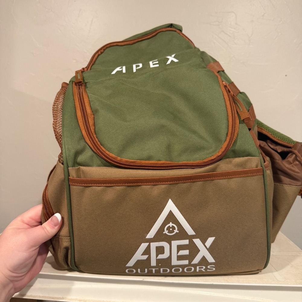Apex Outdoors Backpack Unisex OS Green Tan Excellent Tactical Hiking Bag